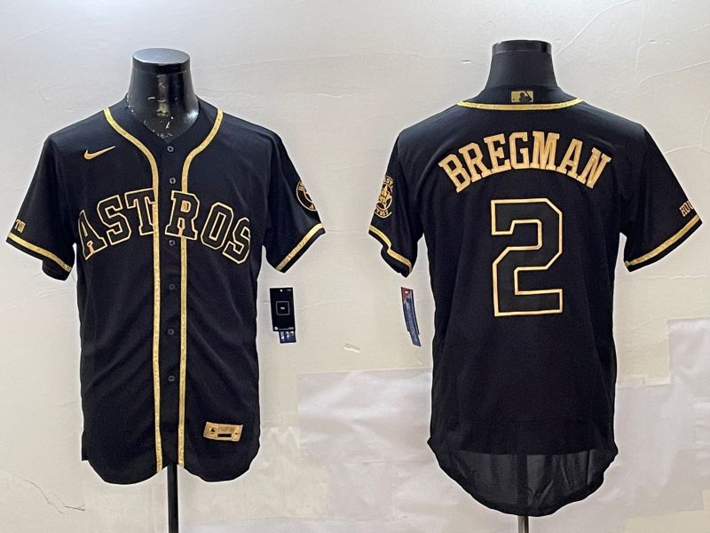 Men Houston Astros #2 Bregman Black Gold Elite 2025 Nike MLB Jersey style 1->houston astros->MLB Jersey